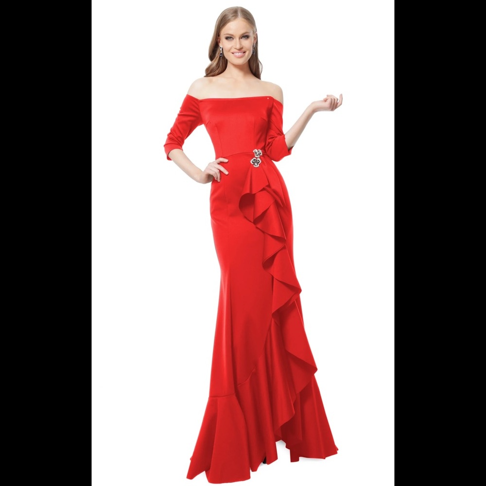 ❤️❤️  Jovani Off-the-Shoulder with Flower Detail Evening Gown by Jovani size 14